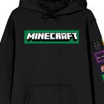 Minecraft Pixel Art and Logo Adult Black Graphic Adult Hoodie-XS