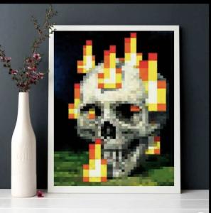 Minecraft Fire Skull Painting Canvas Poster 12x16 Inches!