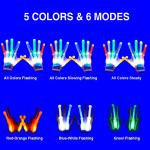 GLEDLOVES LED Gloves for Kids, Teens & Adults - Finger Light Gloves with 5 Colors/6 Modes - Perfect for 9-12 Year Old Boys & Girls - Ideal for Halloween & Christmas Parties