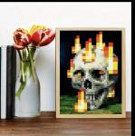 Minecraft Fire Skull Painting Canvas Poster 12x16 Inches!