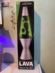 14.5” Lava Lamp Black Lava Green Liquid Silver Base New Minecraft Colors
