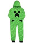 Minecraft Kids Fleece Creeper Hooded Union Suit Zip-Front Footless Sleeper Pajama (5/6, X-Small) Green