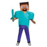Disguise Herobrine Steve Costume, Official Minecraft Deluxe Kids Costume with Mask, Size (10-12)
