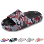 Ballaza Kids Cloud Slides Boys Girls Non Slip Slip On Shower Sandals, Comfort Slippers for Summer, Pool, Beach, and Water Activities Toddler 6 Camo Red