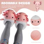 IceUnicorn Toddler Novelty Slippers Kids Cute Funny Animal House Shoes Girls Boys Christmas Plush Warm Bedroom Indoor Slipper (Axolotl, 24/25)