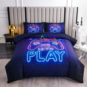 Helloosuu Gaming Bedding Sets for Boys,Twin Comforter Set for Boys,Gaming Comforter Set for Boy,Kids Bedding Twin with 2 Pillowcases,Microfiber Boy Bed Set,All Season Use