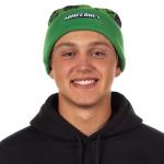 Minecraft Beanie Creeper Mob Sublimation Fleece Design Knit Cuffed Hat with Pom Green