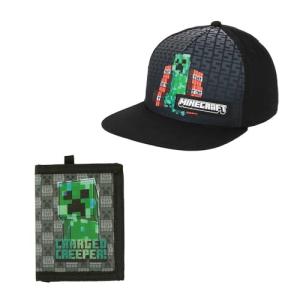 Minecraft Charged Creeper Youth 2-Pack Curved Bill Snapback Hat & Bi-Fold Wallet Combo Set