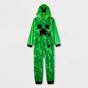 Minecraft One Piece Pajamas Creeper Hoodie Union Suit Boy Girl Costume L 12 14