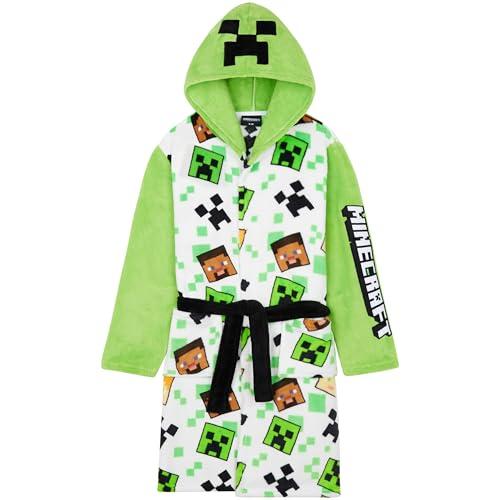 Get Trend Minecraft Robe for Boys Teens, Hooded Dressing Gown, Creeper Loungewear Cozy Robes, Gamer Gifts for Boys (11-12 Years, White Minecraft)
