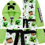 Get Trend Minecraft Robe for Boys Teens, Hooded Dressing Gown, Creeper Loungewear Cozy Robes, Gamer Gifts for Boys (11-12 Years, White Minecraft)