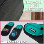 Fortnite Slippers for Boys, US Size 1-9, Fuzzy Non Slip House Shoes, Indoor Kids Slippers, Gamer Gifts for Boys (6/7 US, Black)