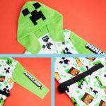 Get Trend Minecraft Robe for Boys Teens, Hooded Dressing Gown, Creeper Loungewear Cozy Robes, Gamer Gifts for Boys (11-12 Years, White Minecraft)