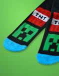 Minecraft Boys Socks Set of 5 | Childrens Character Calf Socks with Creeper and TNT All Over Print in Black, Green and Blue