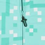Mad Engine Minecraft Boys' Diamond Steve Allover Pixelated Design Big Kids Full-Zip Hoodie Rubber Sword Zipper Pull (Small) Mint Green