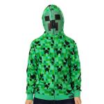 Minecraft Game Cute & Fun Creeper Camo Face Zip Up Fleece Hoodie for Little Kids – Green, Juvy Size 4yrs