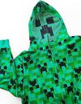 Minecraft Game Cute & Fun Creeper Camo Face Zip Up Fleece Hoodie for Little Kids – Green, Juvy Size 4yrs