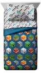 Jay Franco Minecraft Isometric Twin Bed Set, Drapes, and Creeper Hamper Bundle