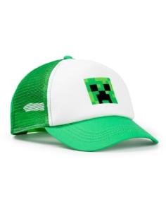 Minecraft Creeper Green Snapback Cap | Adjustable Mesh Back Hat for Boys | Kids Minecrafters Gaming Headwear Curved Peak