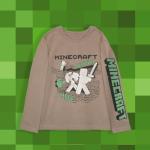 Minecraft Boy's T-Shirt 3-Pack - Casual, Long Sleeve, Soft Cotton Gaming Tees for Kids - Steve, Creeper, Zombie, Skeleton Graphic Print (Brown/Green/Cream, Size 5/6)