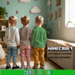 Minecraft Boy's T-Shirt 3-Pack - Casual, Long Sleeve, Soft Cotton Gaming Tees for Kids - Steve, Creeper, Zombie, Skeleton Graphic Print (Brown/Green/Cream, Size 5/6)