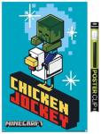 Trends International Minecraft - Chicken Jockey Wall Poster, 34L x 22.4W, Poster & Clip Bundle