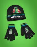 Minecraft Boys Beanie & Gloves Set | Gamer Kids TNT Creeper Graphic Knitted Winter Bundle Character Hat & Gloves