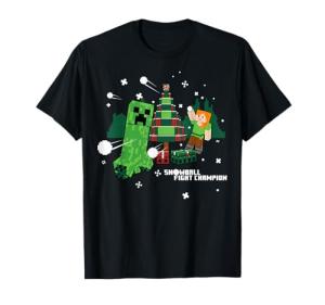 Minecraft Christmas Creeper Tree Snowball Battle T-Shirt