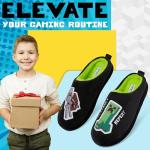 Minecraft Boys Slippers, Cozy Indoor House Shoes - Gamer Gifts for Boys (Black/Green, 2.5/3.5 US)