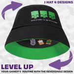 Minecraft Boys Bucket Hat, Sun Hat for Kids Beach Summer Holiday Essentials - Gifts for Gamers (Black/Green Reversible)