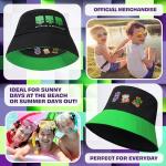 Minecraft Boys Bucket Hat, Sun Hat for Kids Beach Summer Holiday Essentials - Gifts for Gamers (Black/Green Reversible)