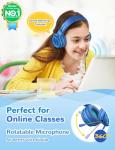 iClever HS21 Kids Headphones with Microphone for Virtual School- Rotatable Extendable Mic - 94 dB Volume-Safe Headphones for Kids, Wired Foldable Kid Gaming Headset for PS4/Xbox One/Switch/PC/Tablet