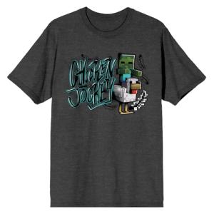 Minecraft Chicken Jockey Men's Crew Neck Short Sleeve T-Shirt-XXL Charcoal Heather