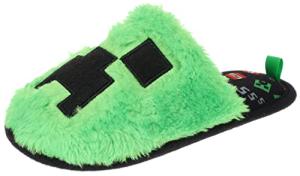 Minecraft Youth Unisex Slipper, Novelty Plush Scuff, Creeper Green, Size 12-13 Little Kid