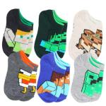 Minecraft Socks Set - Video Game Accessories Bundle with 6 Pairs of Socks for Teens, Adults Shoe Size 3-9 Plus Stickers Apparel Set for Men