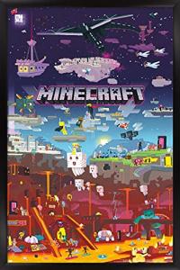 Trends International Minecraft - World Beyond Wall Poster, 22.375" x 34", Black Framed Version