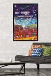 Trends International Minecraft - World Beyond Wall Poster, 22.375" x 34", Black Framed Version