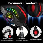 SVYHUOK Pro Gaming Headset for PC PS4 Xbox One Surround Sound Over-Ear Headphones with Mic LED Light Bass Surround Soft Memory Earmuffs for Computer Laptop Switch Games Kid’s Boy’s Teen’s Gifts