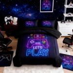 NINENINE Gaming Bedding Set 6PCS Twin Comforter Sets Gaming Bedding Sets for Boys,Bed in A Bag(1Comforter,1Flat Sheet,1Fitted Sheet,1Cushion Cover,2Pillowcases)