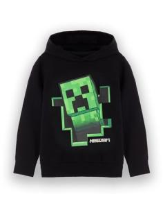 Minecraft Boys Hooded Sweatshirt | Kids & Teens Black Graphic Hoodie | Game Sprite Jumper Creeper Block Pop Out Sweatshirt | Gaming Villain Sweater | Gamer Daywear Merchandise Gift for Him