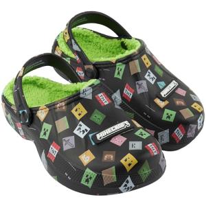 Get Trend Minecraft Clogs for Boys, Fleece Lined Slip On Shoes, Non Slip Indoor Slippers, Creeper, Gamer Gifts for Boys (2.5/3.5 US, Multi Minecraft)