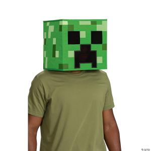 Glow in the Dark Minecraft Creeper Block Head Mask