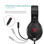 Gaming Headset for Nintendo Switch, Xbox One, PS4, PS5, Bass Surround and Noise Cancelling with Flexible Mic, 3.5mm Wired Adjustable Over-Ear Headphones for Laptop PC iPad Smartphones (Red-Black)