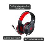 Gaming Headset for Nintendo Switch, Xbox One, PS4, PS5, Bass Surround and Noise Cancelling with Flexible Mic, 3.5mm Wired Adjustable Over-Ear Headphones for Laptop PC iPad Smartphones (Red-Black)