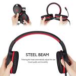 Gaming Headset for Nintendo Switch, Xbox One, PS4, PS5, Bass Surround and Noise Cancelling with Flexible Mic, 3.5mm Wired Adjustable Over-Ear Headphones for Laptop PC iPad Smartphones (Red-Black)