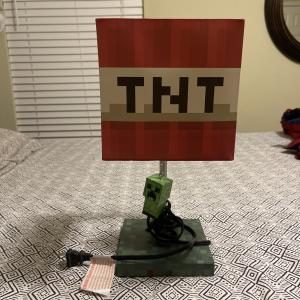 2020 Minecraft TNT Block Desk Lamp w/ 3D Creeper Puller | 14-Inch LED Lamp Light