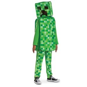 Disguise Minecraft Creeper Costume for Kids, Official Minecraft Costume Pop Out Outfit with Headpiece, Child Size (10-12)