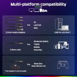 Fachixy FC100 Gaming Headset with Microphone for PS4, PS5, Switch, Xbox, PC, Mac, Gamer Headset with RGB Light, Computer Headphones with Mic