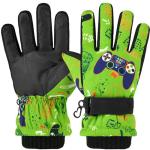 Kids Ski Gloves Waterproof Winter Snow Snowboarding Gloves Non Slip Windproof Sport Mittens for Boys Girls Youth Sledding Riding Driving Hiking (Game Green, 6-10 Years)