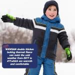 Kids Ski Gloves Waterproof Winter Snow Snowboarding Gloves Non Slip Windproof Sport Mittens for Boys Girls Youth Sledding Riding Driving Hiking (Game Green, 6-10 Years)
